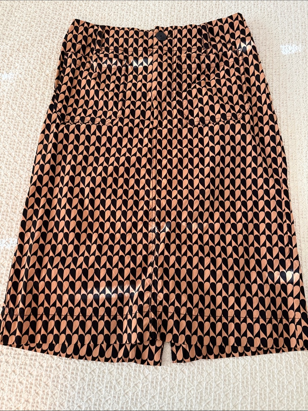 Anthropologie Maeve Black and Tan Geometric Heart Midi Skirt